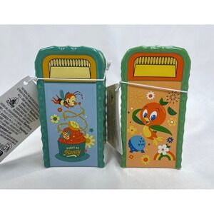 Disney Epcot Flower Garden Orange Bird Spike Bee Salt Pepper Shaker Trash Can
